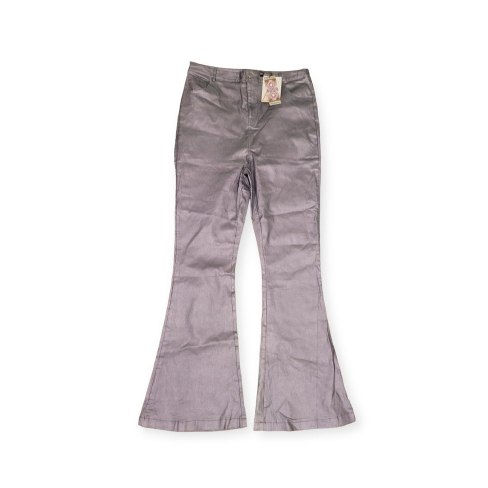 boohoo blue silver pants nwt new Size 12 flare